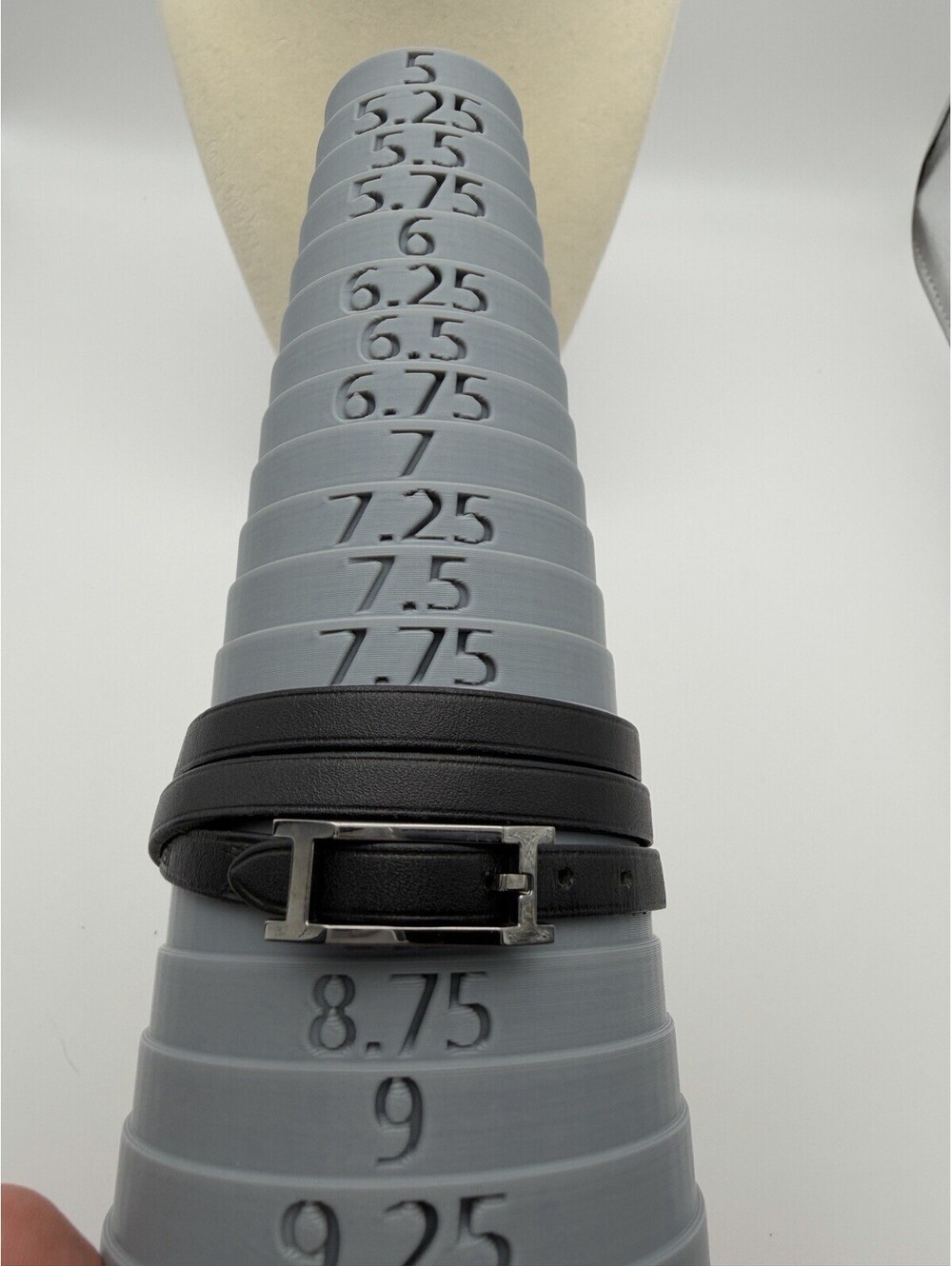 Authentic Hermes Api Triple Tour Bracelet Choker Black Leather Silver Hardware